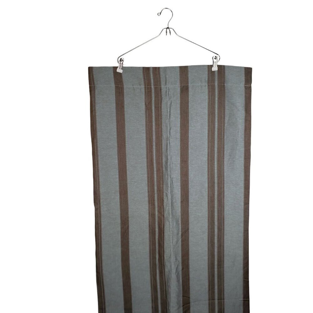 Restoration Hardware Blue Brown Stripe Cotton Linen Lined 1 Panel Drape 51 x 84